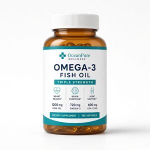 Bottle of omega-3 softgels