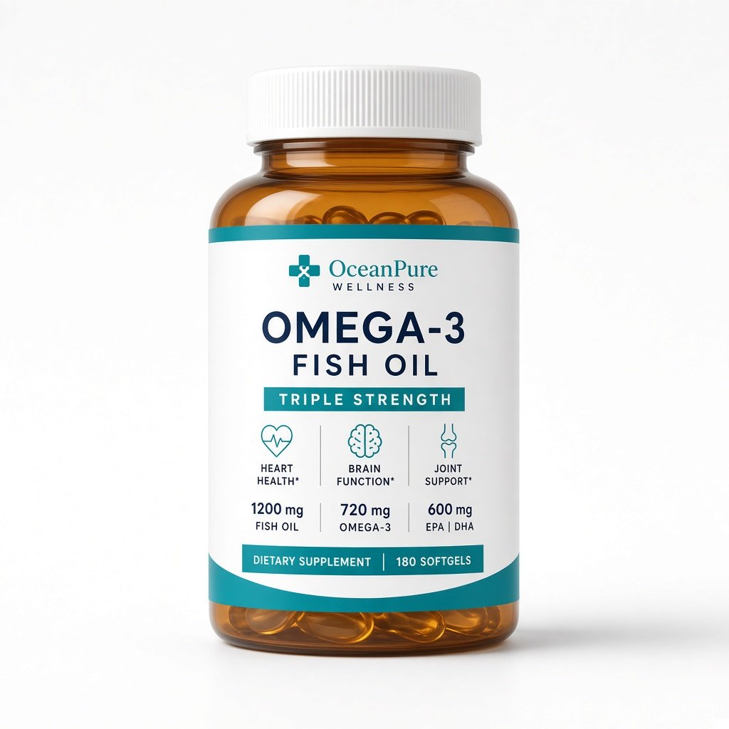Bottle of omega-3 softgels