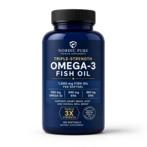 Large triple strength omega-3 bottle